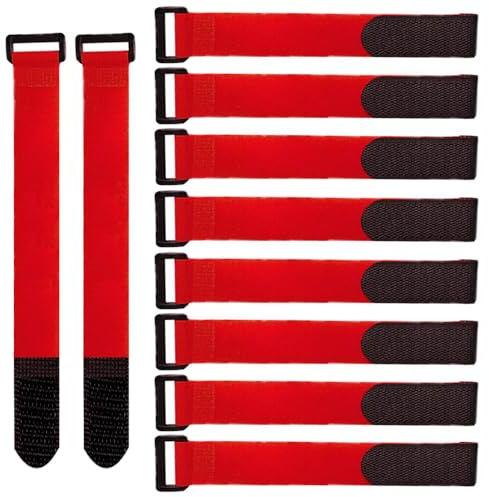QitinDasen 20 Pezzi 30 X 2 cm Nylon Stringicavo Fascette, Cinghie Cavi Riutilizzabili, Fascette Fermacavi Regolabili con Gancio e Passante (Rosso)