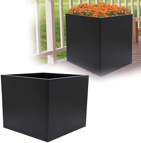 HFDTS Fioriera in metallo nero, resistente, resistente alle intemperie, con supporto for fiori dal pavimento al soffitto, fioriera quadrata in acciaio, da applicare su veranda/patio/giardino o patio.