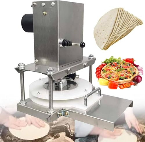 Formeuse à Pizzas,Presse à Pâte Électrique Commerciale Presse à Pâte Électrique Commerciale,Laminoir à pâte à Pizza en INOX,pour Tartes Tortillas Pains Pizzerias Boulangeries