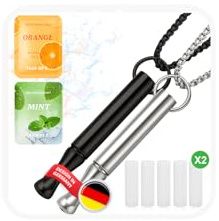 J.Fée 2.0 Rauchentwöhnung Hilfsmittel mit 10 Filter, Alternatives et aides sans nicotine - Atemtraining zur Entspannung & Stressabbau - Edelstahl Kette Atmung mit Luftwiderstand Weihnachtsgeschenke