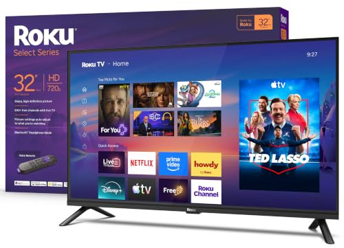 Roku Smart TV 2026 – 32-Inch Select Series, 720p HD TV – RokuTV with Voice Remote – Flat Screen LED Television with Wi-Fi for Streaming Live Local News, Sports, & Movies – Bluetooth Headphone Mode