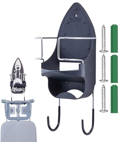 Ironing Board Hanger, Heat Resistant Iron Hanger - Space Saving Ironing Board Holder, Iron Storage Hook Over Door for Optimized Laundry