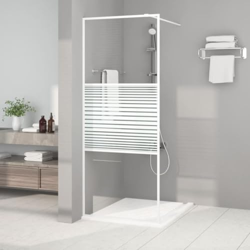 Mokuyary Duschvägg vit 80 x 195 cm transparent ESG-glas separation duschvägg för öppet utrymme, badrum -B