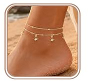 FUNEIA FußKettchen für Frauen Gold Silber Wasserfest FußKettchen für Damen 18k Vergoldet Verstellbar FußKette für Zirkonia Kleeblatt Schmetterlinge Blume FußSchmuck Sommer Strand Modeschmuck Geschenk