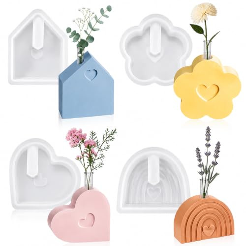4 Pezzi Stampi in Silicone per Gesso, Stampi per Resina Epossidica, Bianco | Stampi per Candele Flessibile, Facile Sformatura Degli Stampi per Gesso, Stampi Silicone per Gesso Resina Epossidica Candele