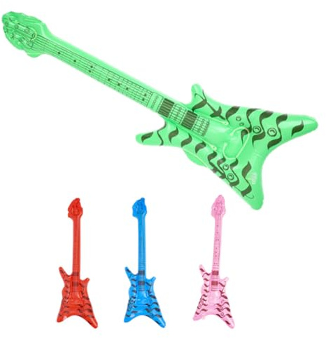 Chitarre Gonfiabili Retrò in Pvc 4 Pezzi, Leggere e Portatili | Feste di Compleanno e Tema Musica, Accessorio Party Colorato, Formato Compatto Colore Casuale