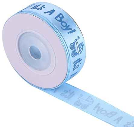 Fdit Satinband Baby Junge blau Geschenkverpackung Seil rosa Baby Mädchen Geburtstag Party Dekoration Polyester Satinband 9,1 m/Rolle (blau)