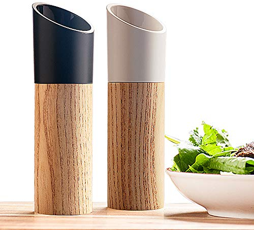 NIUPENG Ensemble de moulins à sel et à Poivre avec des salières et poivrières Hautes Noires et Blanches avec grossièreté réglable ， Cadeau Parfait pour salières et poivrières