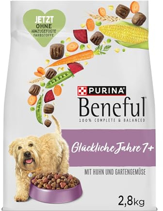 Beneful Glückliche Jahre 7+ Senior Nourriture sèche pour Chien avec Poulet et légumes du Jardin, Lot de 4 (4 x 2,8 kg)