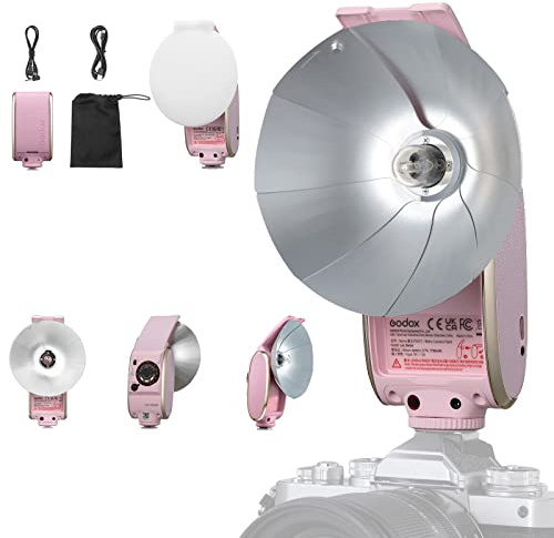 GODOX Farbe Lux Senior Retro Camera Flash,GN14 1700 mAh 6000 K ± 200 K CCT, Speedlite Kamera Blitz,Auto/Manuelle Modi Blitzleistung,Zusammenklappbares Reflektor Blitzgerät Batteriebetrieben