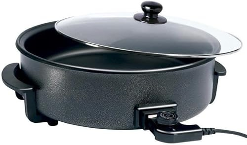 PAELLERA ELECTRICA SARTEN ELECTRICA TAMAÑO 42CM PROFUNDIDAD 7CM 1500W ANTIADHERENTE TERMOSTATO INDICADOR LED (42CM)