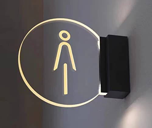 Targa for porta del WC, insegna for toilette, insegna for toilette a LED, insegna for toilette for uomini e donne, insegna luminosa bifacciale for montaggio a parete, insegna for bagno rotonda da 8 po