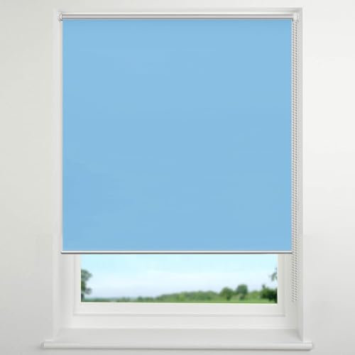 Verdunklungsrollo Ohne Bohren 45 x 70 cm Hitzeschutz und Sichtschutz Fensterrollo Rollo Rollade Rollo inkl Montagematerial für Fenster & Tür, Himmelblau