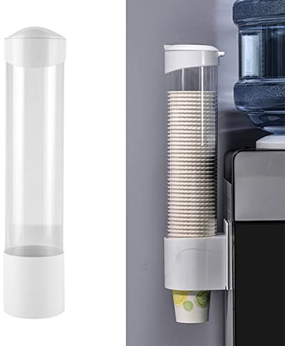 GAESHOW Wall-Mounted Cup Dispenser, Paper Cup Dispenser Transparent Dust-Proof, Plastic Water Cup Holder for Water Cooler Offices, Homes, Restaurants