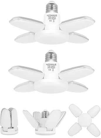 HZSANUE LED Lampadine Garage 28W, E27 Vite Edison Lampadine, 6500K Bianco Freddo, 3100LM, 300W Lampadina Incandescenza Equivalenti, Non Dimmerabile, Confezione da 2