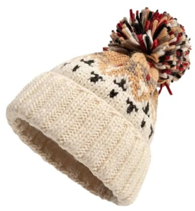 fanelod Wintermütze mit Bommel Bunt,Strickmütze mit Bommel - Bommelmütze - Weiche Mütze für Damen und Mädchen, warme Schneemütze für kaltes Wetter, hält Kopf und Ohren stilvoll warm