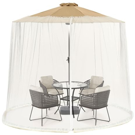 Mingfuxin Verstellbares Moskitonetz FüR Sonnenschirme, AußEn Garten Schirm Tisch Bildschirm Moskito Netz Mit ReißVerschluss Terrasse Insekt Terrassenschirm-Netz FüR Gartenlaube (Nur Moskitonetz)
