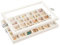 Lolalet Porta Orecchini da Cassetto con Coperchio, Espositore Orecchini 35 Grids Organizer Gioielli -Beige