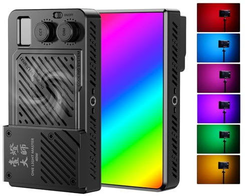 ULANZI P40 Luz LED RGB Vídeo 40W, Luz de Cámara Portátil con Batería de 5000mAh, CRI96+, 2700K-6500K, Carga Rápida PD, Ventilador Integrado, Difusor Magnético y Rosca 1/4