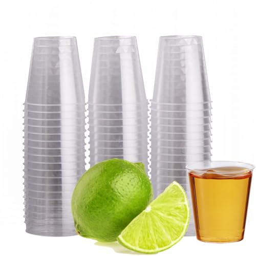 MATANA 120 Crystal Clear Hard Plastic Shot Glasses, 30ml - Sturdy & Reusable - Jello Shots, Sample Tasting Cups - Birthdays, Weddings, Bachelorette or Bachelor Parties, Christmas, BBQ
