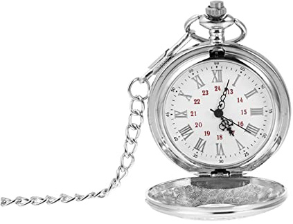 Holibanna Taschenuhr mit römischen Ziffern Steampunk-Kettenuhr Taschenuhren für Herren Uhr mit Kette Uhr Halskette Steampunk-Taschenuhr Zinklegierung Silber