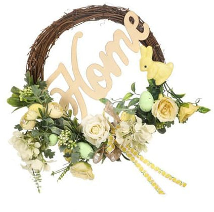 Couronne de fleurs artificielles faite à la main avec fleurs sauvages et baies artificielles, décoration saisonnière pour la maison et la fête