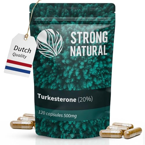 Turkesterone | portapillole gratuito | 120 capsule (ad alto dosaggio) | Estratto 20:1 | Turkesterone naturale da estratto di Ajuga Turkestanica | Vegano e testato in laboratorio