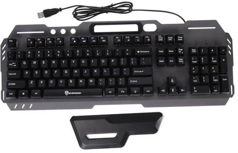 HOMSFOU Clavier De Jeu LED 104 Touches Ergonomique avec Repose-Poignet Amovible pour Gamer Clavier USB Filaire Rétroéclairé Adapté Usage Prolongé Accessoire Gaming Noir