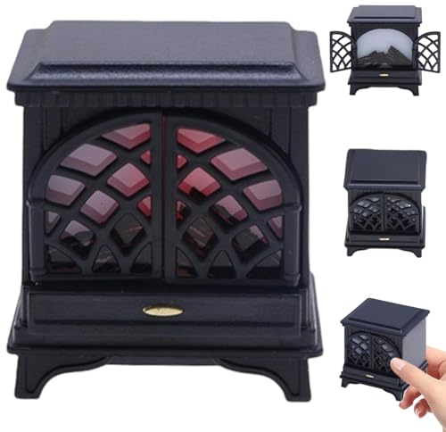 Cheminée Miniature, cheminée de Maison de poupée à l'échelle 1/12 2x2x2 Pouces avec lumière LED, Miniatures réalistes alimentées par Batterie pour Meubles décoration Maison poupée