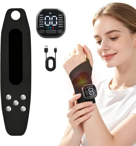 Appareil de massage électrique sans fil pour les poignets, doté de 12 modes et de 36 niveaux d'intensité, EMS Wrist Massager avec grand écran et minuterie de 15 minutes