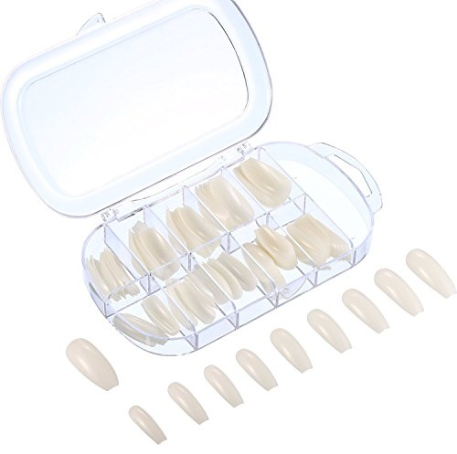 120 Stücke Acryl Nagelspitzen Gefälschte Särge Nagel Vollständige Abdeckung Ballerina Form Nägel 10 Größen Damen Künstliche Falsche Nagel in Klar Box (Natürliche Farbe)