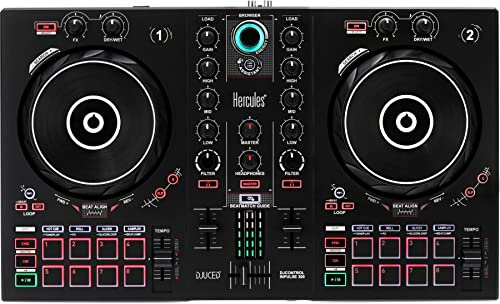 Hercules DJ Control Inpulse 300 | 2 Channel USB Controller, with Beatmatch Guide, DJ Academy and Full DJ Software DJUCED Included