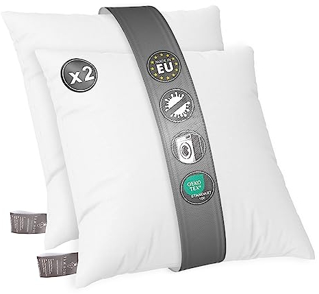 FAM Home Kissen 80x80 2er Set Weiches Mikrofaser - Kopfkissen 80x80 Allergiker mit Optimaler Stütze für Nacken und Kopf - Innenkissen Atmungsaktiv Feuchtigkeitsregulierend Antibakteriell