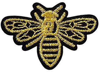 Mono-Quick Bügelbild Aufnäher Patch Applikation zum Aufbügeln Biene schwarz Gold 4,0 x 3,0 cm