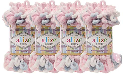 Alize Puffig färg babyfilt garn parti om 4skn 400 g 100 % mikrofiber mjukt garn handstickgarn (5864)
