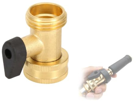 Heavy Duty Brass Garden Hose Shut Off Valve, Brass Water Hose Parts with Comfort Grip to Control Water Flow, 3/4 Inch, DN20