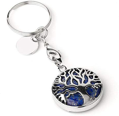 LZHLMCL Ciondolo Chiave Portachiavi In ​​Pietra Stile Portachiavi Albero Della Vita Color Argento Portachiavi In ​​Cristallo Borsa Per Auto Portafoglio Decor Portachiavi Donna Uomo 9