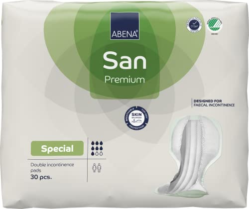 Abena San Special Inkontinenzeinlagen 30 Stück, 2000 ml, für Damen & Herren, speziell für Stuhlinkontinenz, diskret, anatomisch geformt, mit hoher Auflaufsperre für zuverlässigen Schutz.