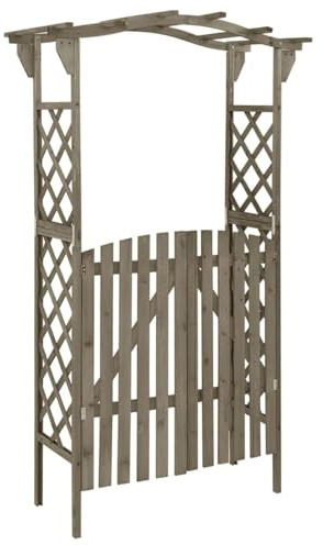 Keketa Pergola with gate 116x40x204 cm grey solid fir wood