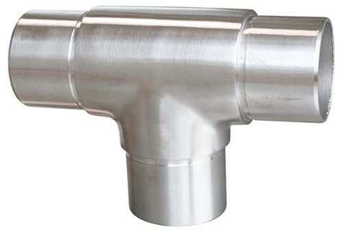 Steckfitting T-Stück, für Rohr Ø 42,4x2,0 Edelstahl V2A Rohrverbinder Verbinder für Rohre Geländerbau Geländer Treppen Balkongeländer Terrassengeländer Balkon Terrasse