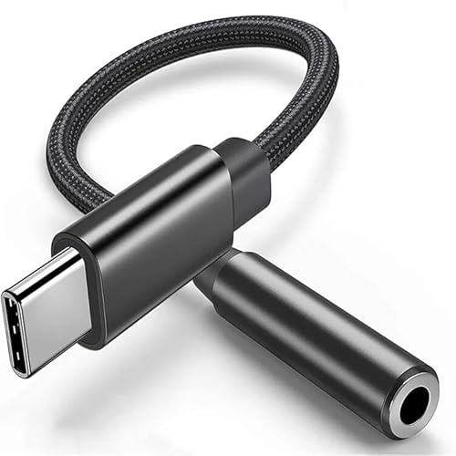 CABLEPELADO Adaptador USB C Jack Aux USB C con Chip DAC, Compatible con iPhone 15 Plus Pro MAX Galaxy S24 Plus Ultra S23 S22 S21 Xiaomi iPad Pro iPad Air MacBook Pro 2023, Nylon, Negro