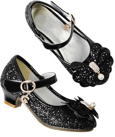 JerrisApparel Scarpe da Principessa per Ragazze Mary Janes Matrimonio Compleanno Festa (Nero, 31 EU)
