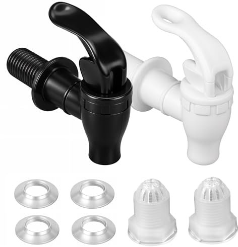 Grifo dispensador de bebidas, 2 unidades, plástico para dispensador de bebidas, dispensador de agua, grifo de repuesto para recipiente de cristal, vino, café, zumo, cerveza, fuente (negro, blanco)