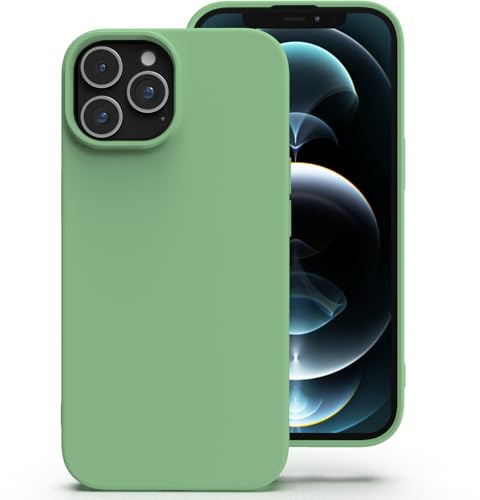 Zuvirelx Silikon Handyhülle für iPhone 12 Pro Max Hülle, Weiches Griff, Dünne, Minimalistisch, Stoßfest, rutschfest, Taschenpassend - Minzgrün