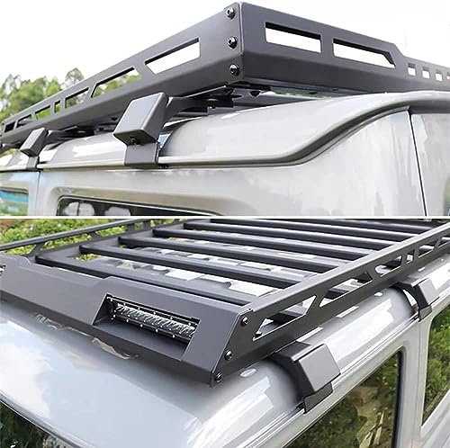 CYBFC 2 Stück Aluminium Relingträger Dachträger Dachgepäckträger für Suzuki Jimny JB64 JB74 2019-2022 2023 2024, Gepäcktransport Reisen Camping Crossbar Roof Racks,C-with-Spot-Light-Set