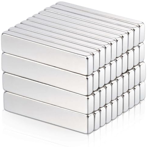 40pcs Neodymium Rectangle Magnets, 20x4x2mm Strong Bar for Whiteboard, Crafts and Fridge - Flat Multi-Use