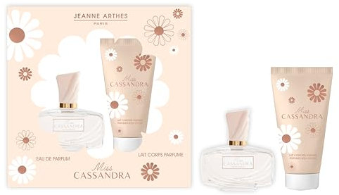 JEANNE ARTHES - Coffret Cadeau pour Femme - Miss Cassandra - Eau de Parfum 100 ml + Lait pour le Corps 150 ml - Parfum Rose Vanille - Fabriqué et conditionné en France à Grasse
