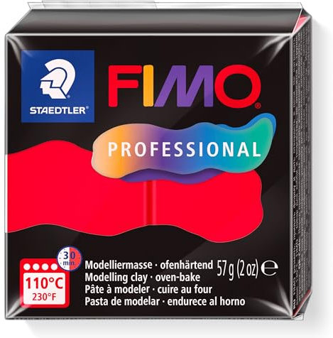STAEDTLER FIMO Professional 8040 ofenhärtende Modelliermasse, speziell für Profis und Künstler, Einzelprodukt reinrot, 8040-200