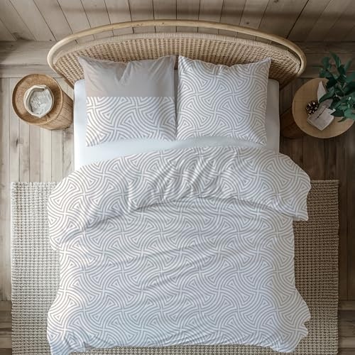 Biber Bettwäsche Set 135x200 + 80x80 cm – Öko-Tex zertifiziert – kuschelig weich & warm – 100% Baumwolle – Sandline Winter Bettwäsche mit Marken-Reißverschluss – pflegeleicht & atmungsaktiv