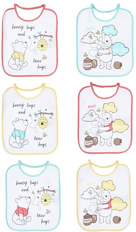 Suncity Winnie the Pooh Set mit 6 Lätzchen, 27 x 22,5 cm, Weiß, Einheitsgröße